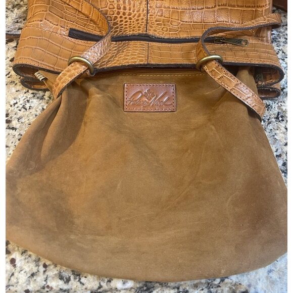 Patricia Nash Albi Brown Leather Croc-Embossed Convertible Tote/Backpack Bag - Picture 11 of 12